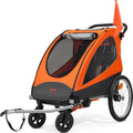 VEVOR Bike Trailer for Toddlers Kids, Single & Double Seat Options, 2-in-1 Canopy Carrier with Strong Frame Converts to Stroller, Tow Behind Foldable Child Bicycle Trailer with Universal Coupler
