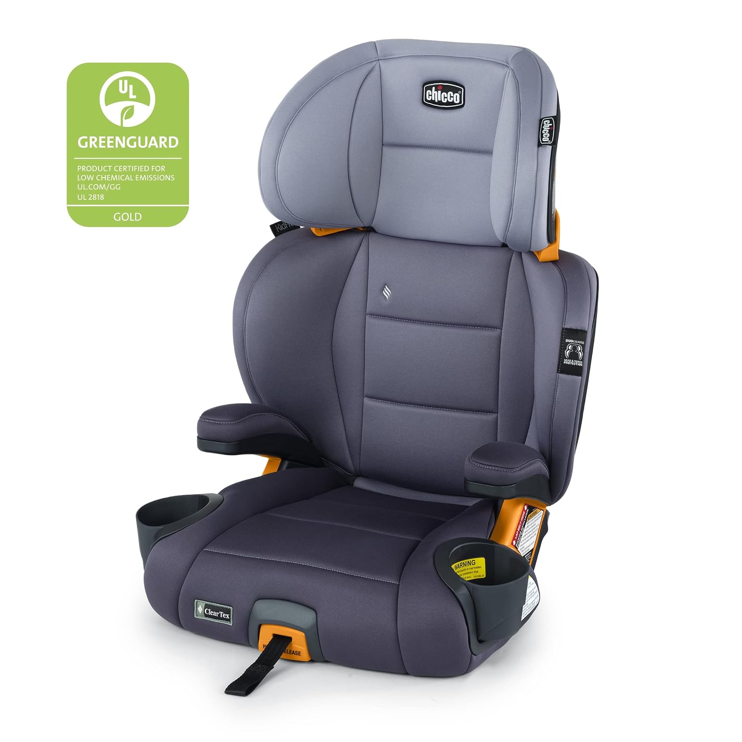 Chicco KidFit ClearTex Plus 2-in-1 Belt-Positioning Booster Car Seat, Backless and High Back Booster Seat, for Children Aged 4 Years and up and 40-100 lbs., Lilac/Purple