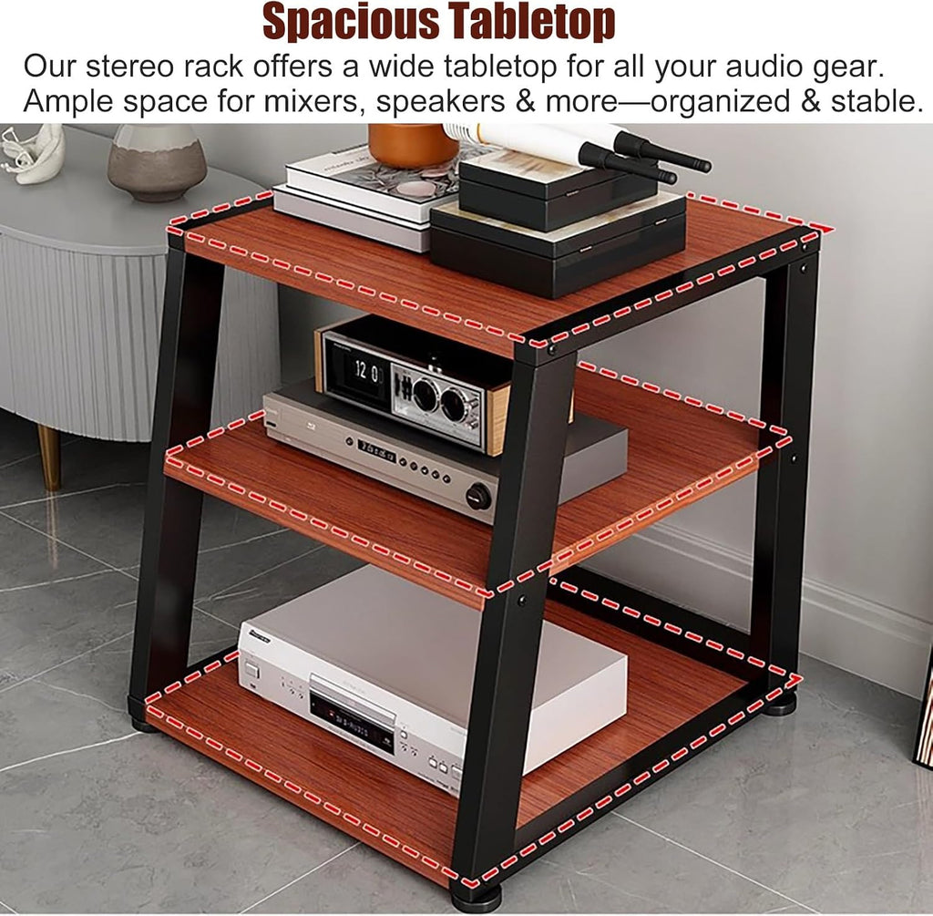 Home Commercial Audio Component Rack Tower Media Stereo Stand Equipment Shelves 2 3 4 5- Tier, Rolling Stereo Rack with Wheels, Heavy Duty HiFi Rack System, #1-3 Shelf