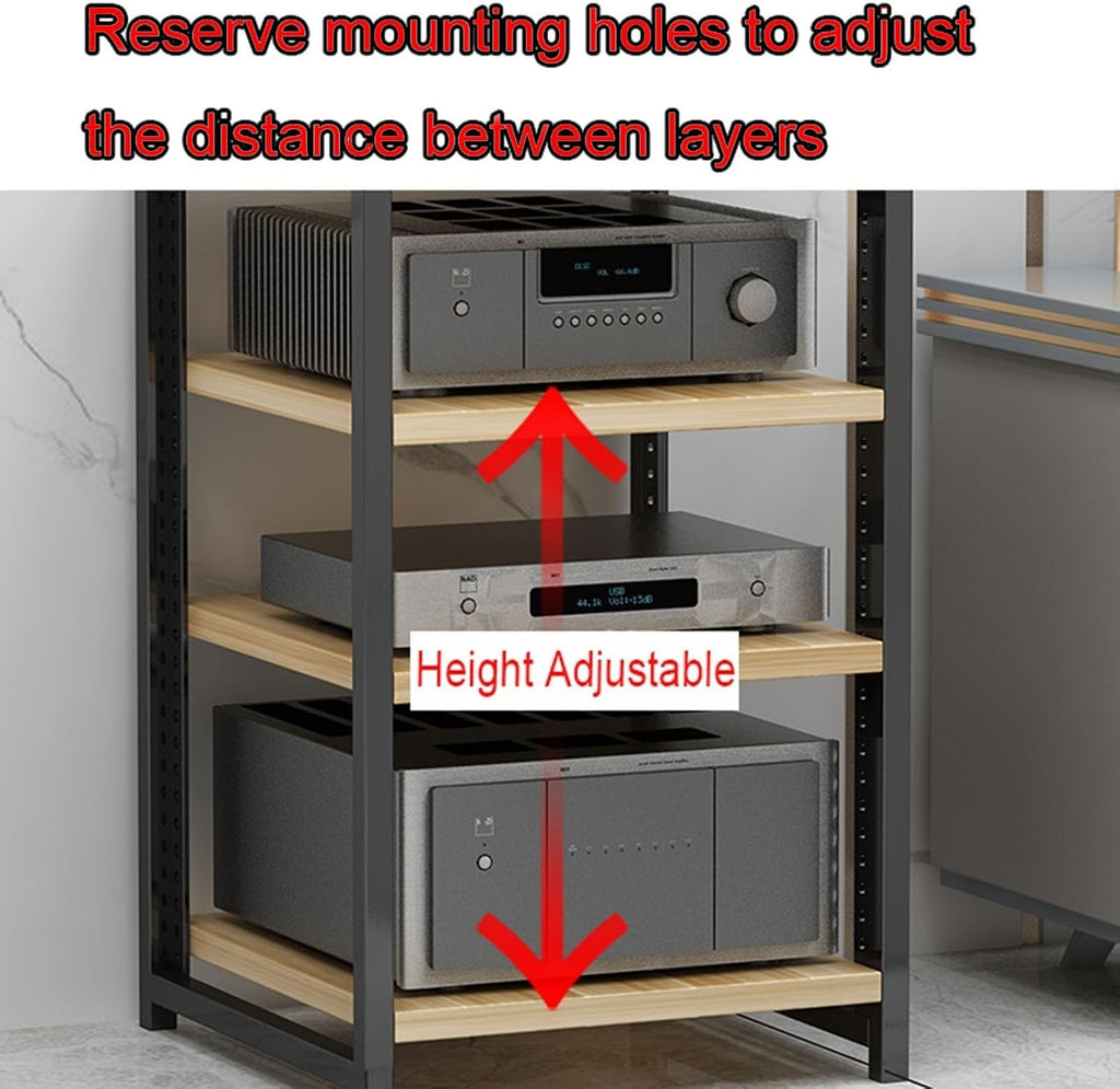 3/4/5/6 Tier Furniture Media Stand Audio Rack DVD CD Player Stand Power Amplifier Equipment Cabinet with Height Adjustable Wooden Shelf, Floorstanding Storage Shelves, 4 Colors ( Color : B , Size : 4-