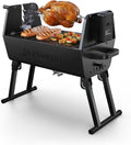 BRANDMAN GRILLS SINCE 1987 Rotisserie Grill Charcoal BBQ Grill 2-in-1 Portable Foldable Outdoor Grill 257 sq.in. Charcoal Spit Rotisserie Grill for Whole Chicken Steaks Burger Camping Picnic Gathering