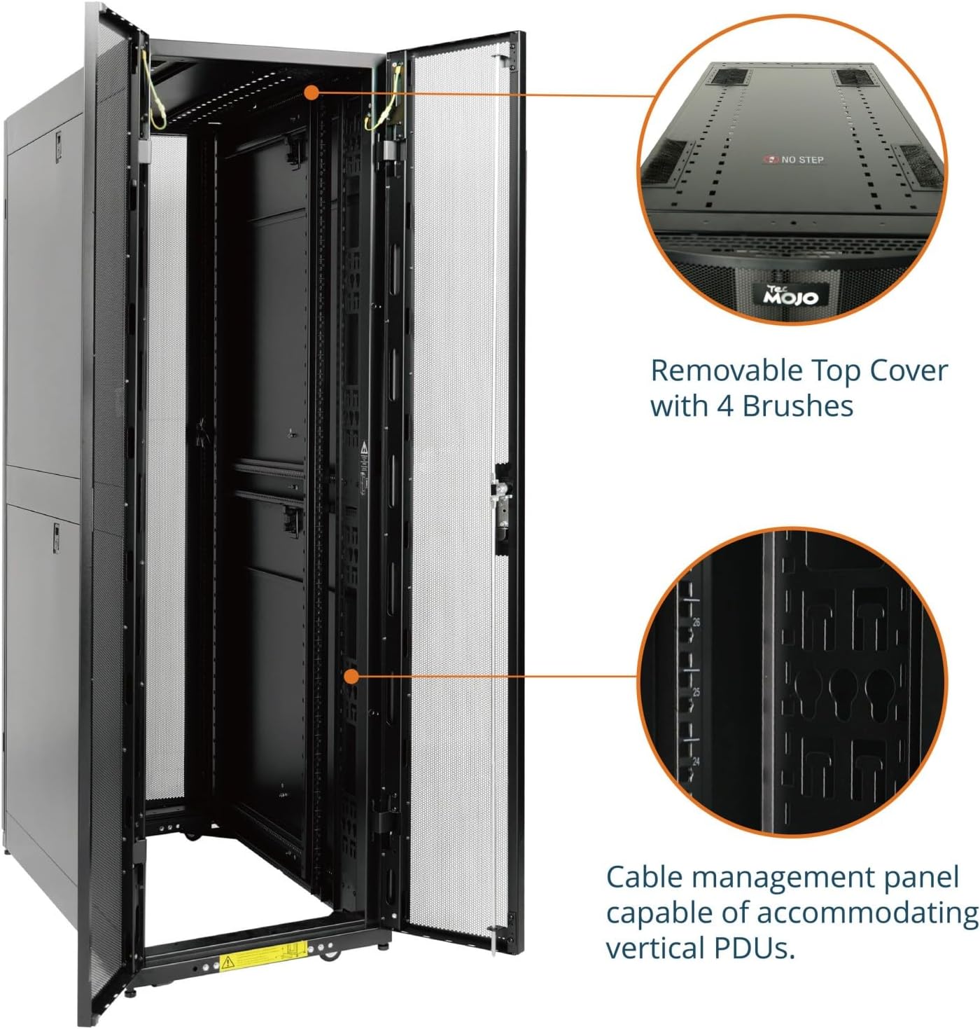 Tecmojo 42U Server Rack Cabinet - PRE-Assembled 24inch Width 48inch Depth IT Network Equipment Cabinet Rack Enclosure with Casters - 3000lbs Weight Capacity(06Black)