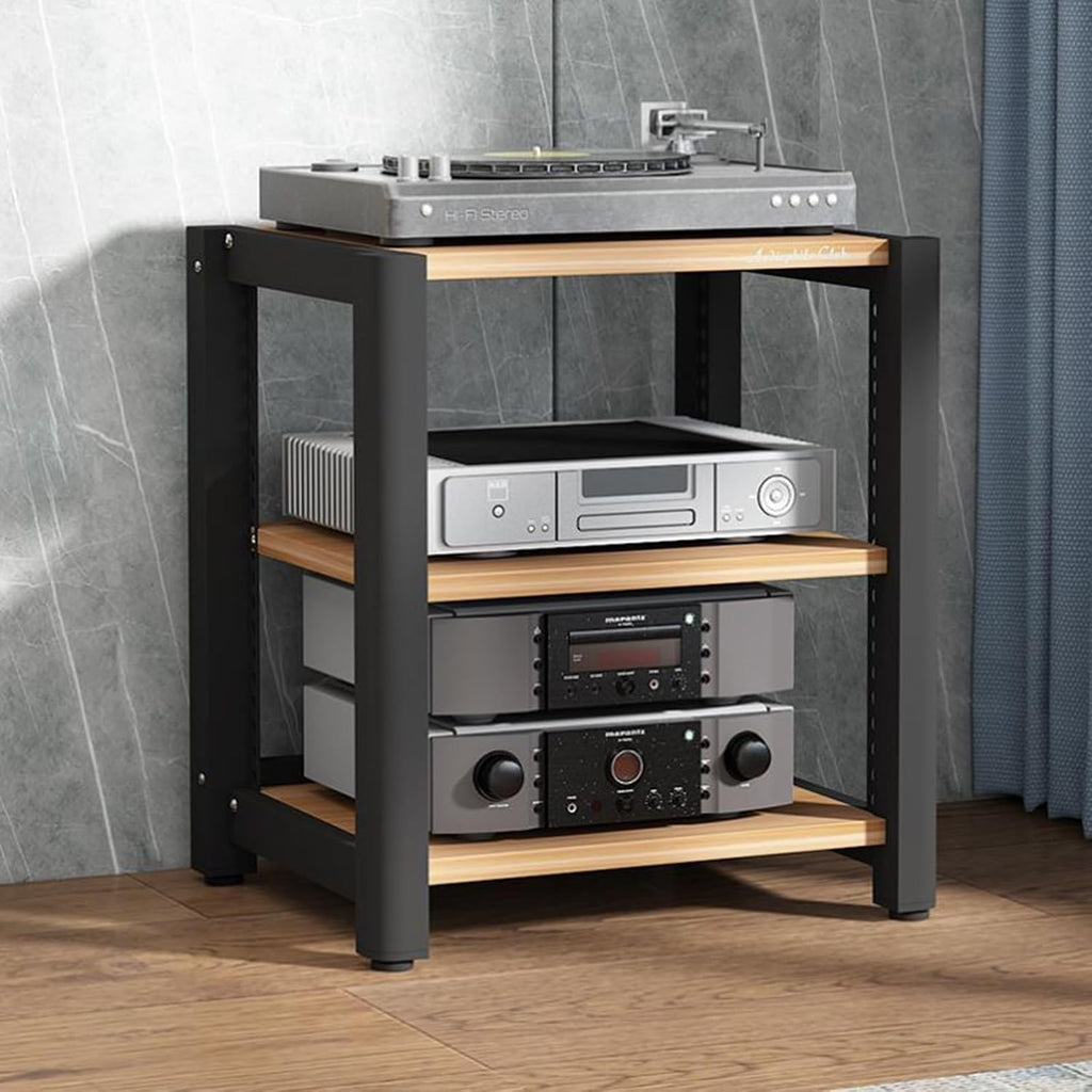 Audio Equipment Rack Cabinet, 5 4 3 2 Tier Av Component Media Stand Stereo Cabinet Audio-Video Tower with Non-Sip Foot Pad, Vertical Printer Holder(Deep Coffee,64cm (25.2in) High)