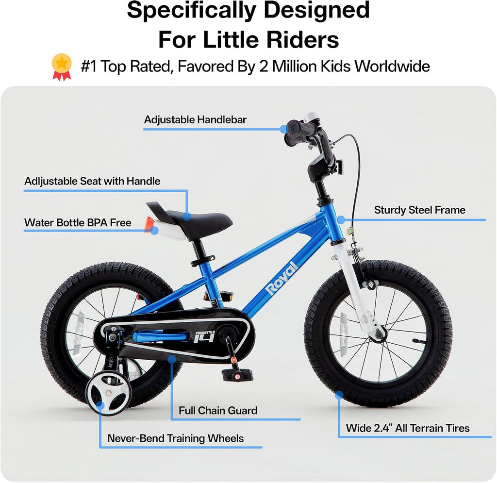 RoyalBaby Kids Bike Freestyle Classic 12 14 16 18 Inch Children Bicycle for Ages 3-10 Years Toddler to Big Kids