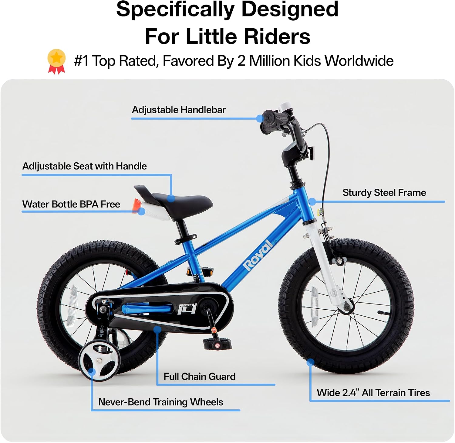 RoyalBaby Kids Bike Freestyle Classic 12 14 16 18 Inch Children Bicycle for Ages 3-10 Years Toddler to Big Kids