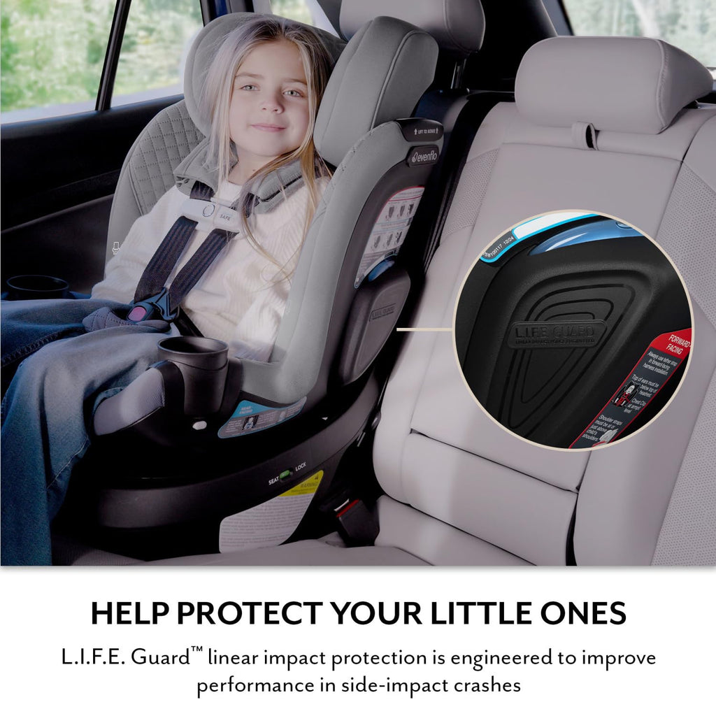 Evenflo Revolve360 Slim 2-in-1 Rotating Car Seat with Green & Gentle Fabric (Flint)