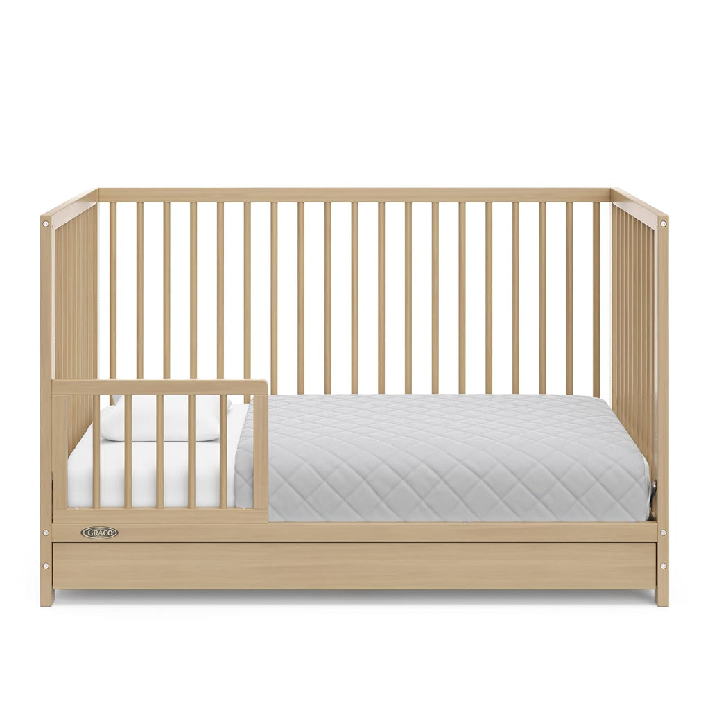 Graco Teddi 5-in-1 Convertible Crib with Drawer – GREENGUARD Gold Certified, Full-Size Nursery Storage Drawer, Baby Crib Converts to Toddler Bed, Daybed and Full-Size Bed (Driftwood)