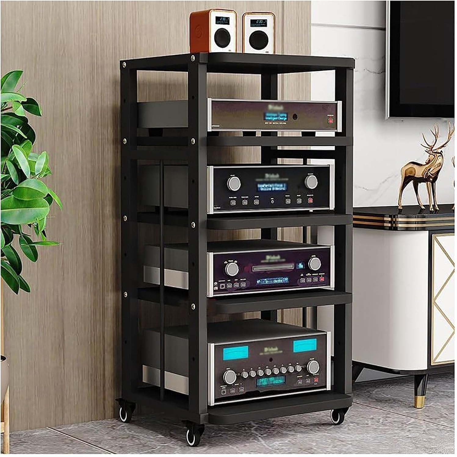 Tier spacing Adjustable Amplifier Racks Mobile Audio and Video Equipment Rack Professional Audio Equipment Cabinet Audio-Visual Tripod with Wheels (Color : C-50X45X100cm)