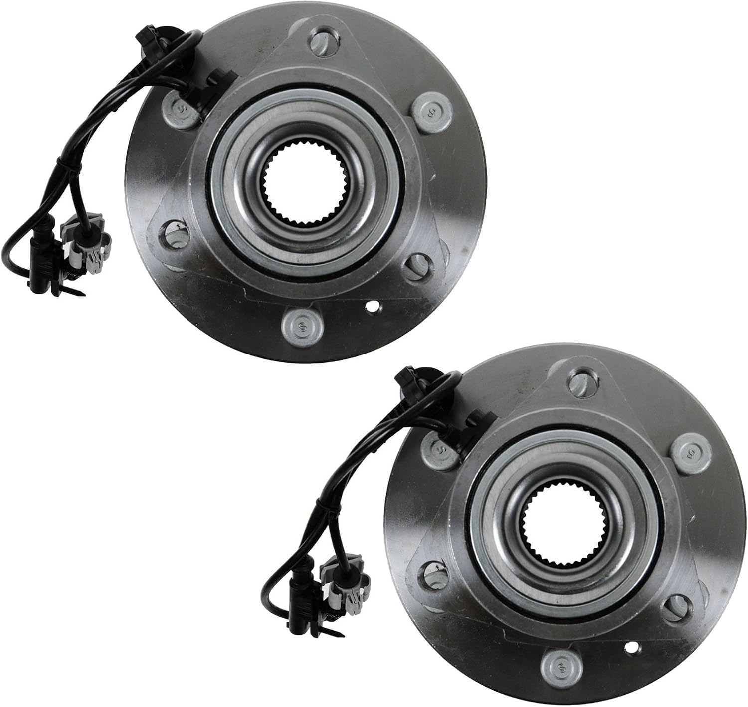 TRQ Front Left and Right Wheel Bearing and Hub Assembly 2 Piece Set Compatible with 2007-2013 Chevrolet Silverado/Sierra 1500 4WD 2007-2014 Chevrolet Tahoe/Yukon/Suburban 4WD