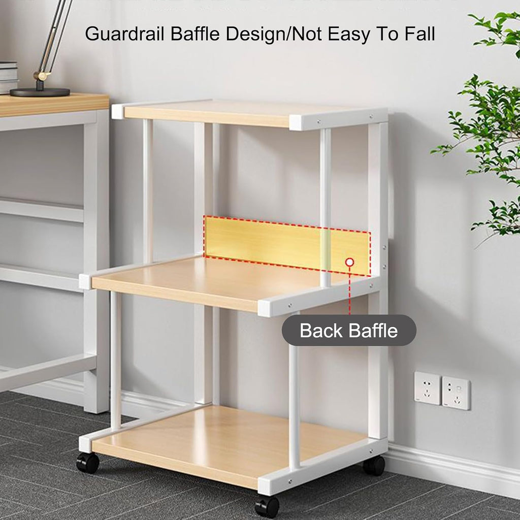 3-Tier Audio Media Stand, Stereo Cabinet for Record Players & DVD Players, Modern AV Furniture for Living Room, Gaming Room & Music Studio (White)