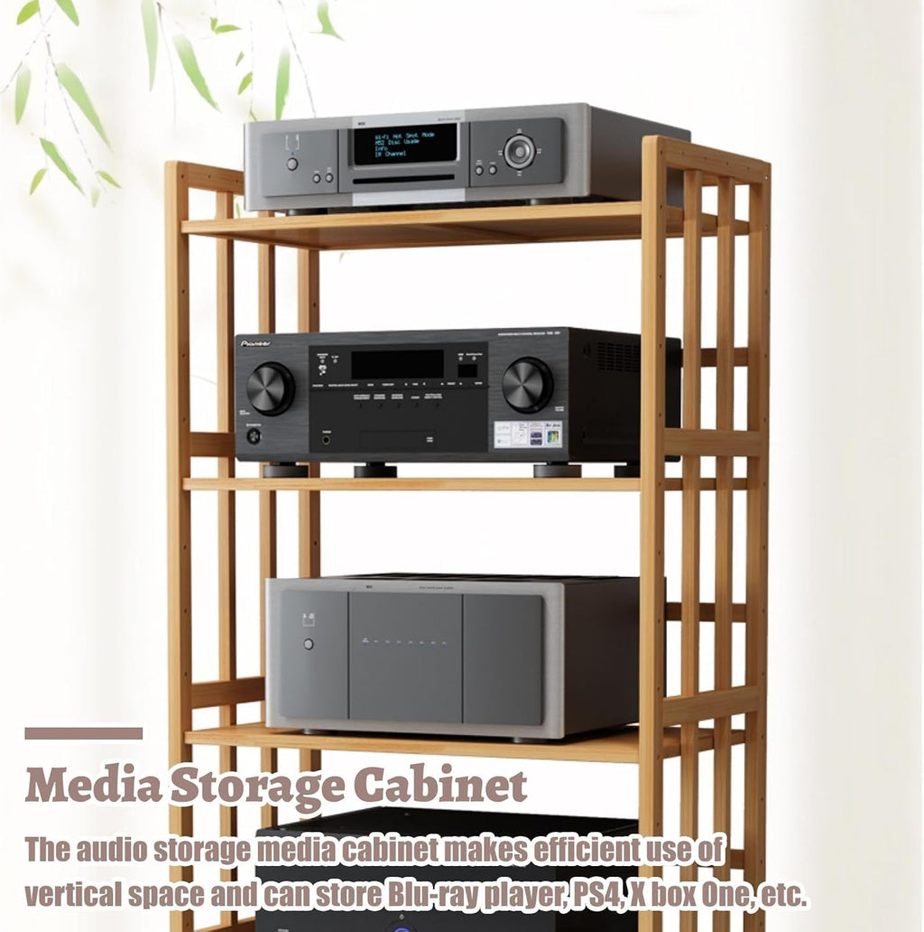 Movable Audio Equipment Cabinet w/Adjustable Shelf, Home Stereo Rack System Complete for Cd Player and Speakers, 1-5 Tier Av Component Stand(Brown,50x53cm)