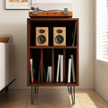 Modern AV Stereo Cabinet, Audio Rack & Record Player Stand - Stylish Media Shelf Storage for Home, Office & Theater - Brown Furniture Solution for Audio Equipment