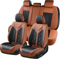 Coverado Seat Covers, Car Seat Covers Full Set, Faux Leather Seat Covers for Cars, Automotive Seat Covers Car Seat Protector Car Accessories Fit for Most Sedans SUV Pick-up Truck(Black&Brown)