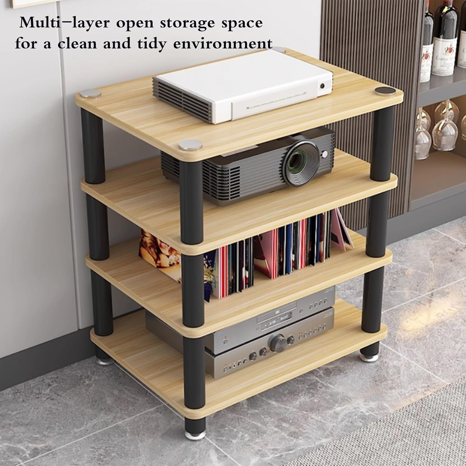 1/2/3/4 Layers Home Office Audio Equipment Stand, Multi-Functional Shelving Unit for Speakers Books, Storage Rack with Optional Tier Spacing(Brown,60 * 40 * 30cm(2Tier))