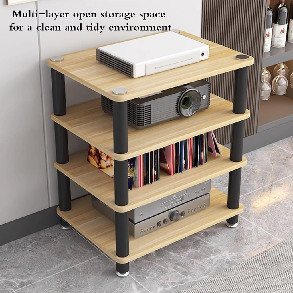 1/2/3/4 Layers Home Office Audio Equipment Stand, Multi-Functional Shelving Unit for Speakers Books, Storage Rack with Optional Tier Spacing(Brown,60 * 40 * 70cm(4Tier))