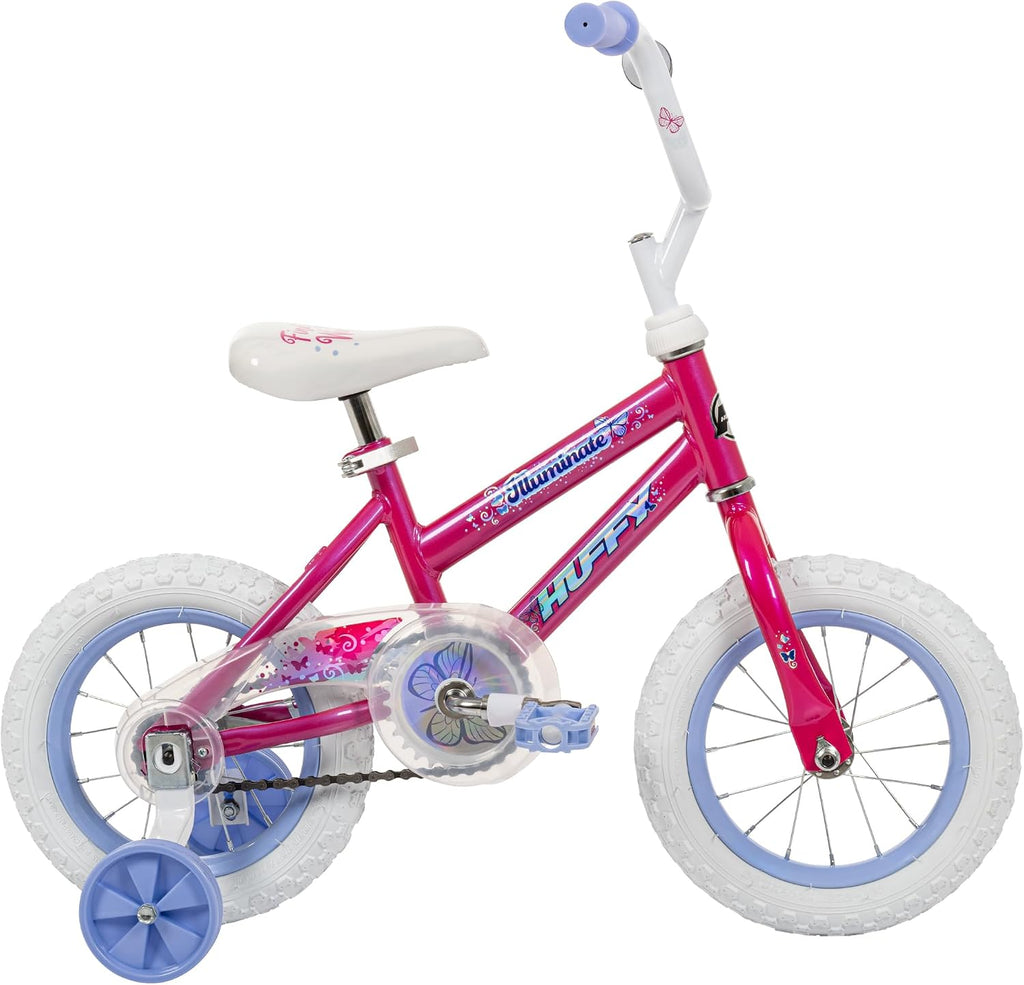Huffy Illuminate Bike for Girls, 12/16/20 Inch Size Options, Ages 3+ Years Old, Removable Training Wheels (12' and 16' Only), Multiple Color Options, Easy Assembly, Adjustable Seat, Durable