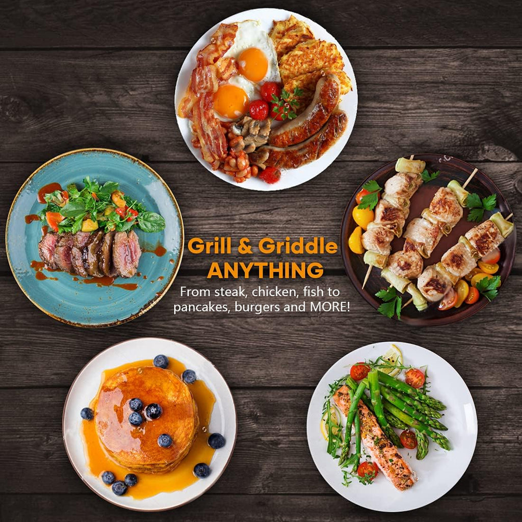 Electric Indoor Grill Griddle, CUSIMAX Smokeless Grill, Portable Korean BBQ with Turbo Smoke Extractor Technology, Non-stick Removable Plate & Griddle Plates