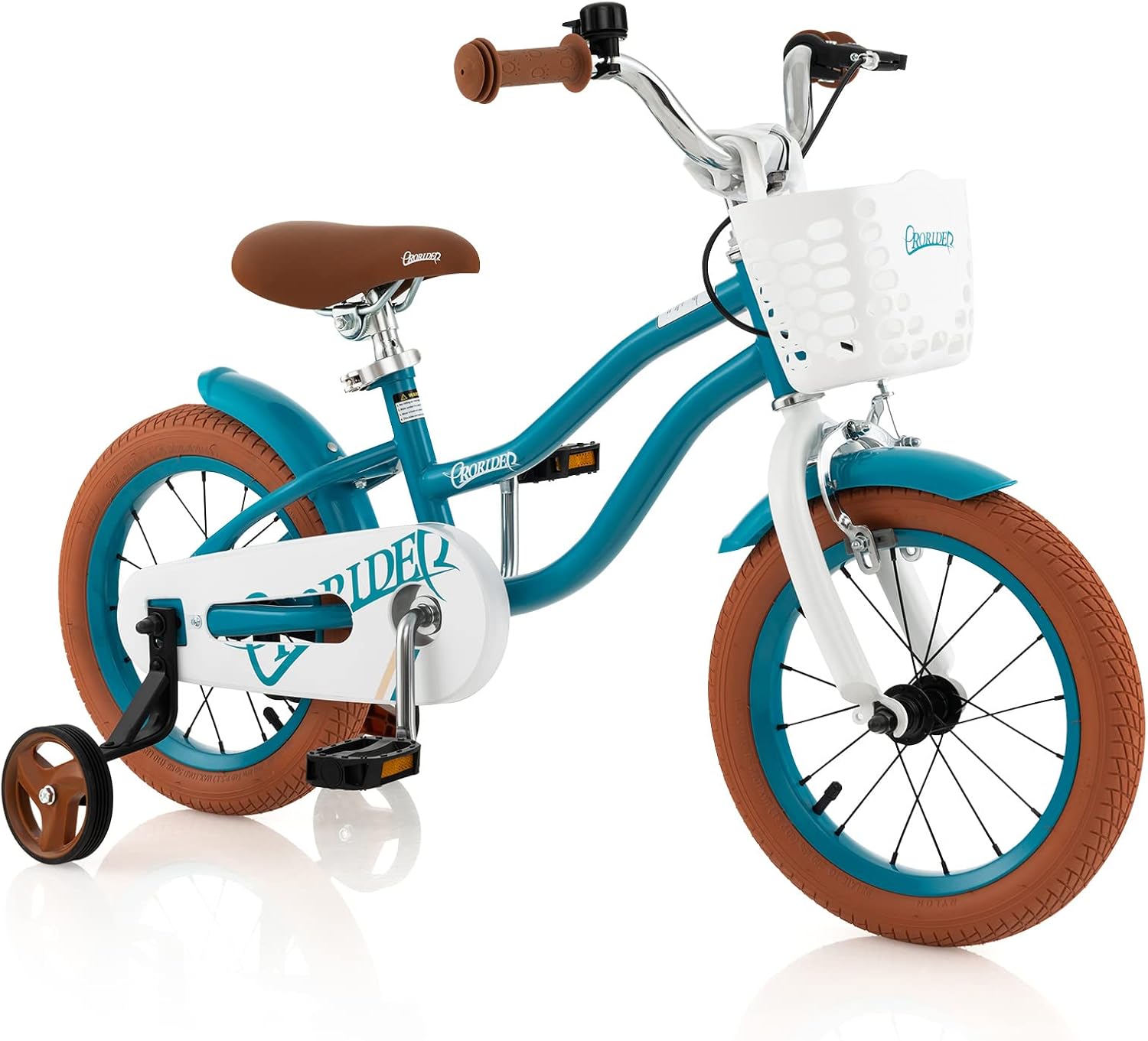 BABY JOY Kids Bike, 12 14 16 18 20 Inch Boys Girls Bike w/Adjustable Seat, Removable Basket, Handbrake & Coaster Brake, Training Wheels or Kickstand, Kids Bicycle with Multi-Color