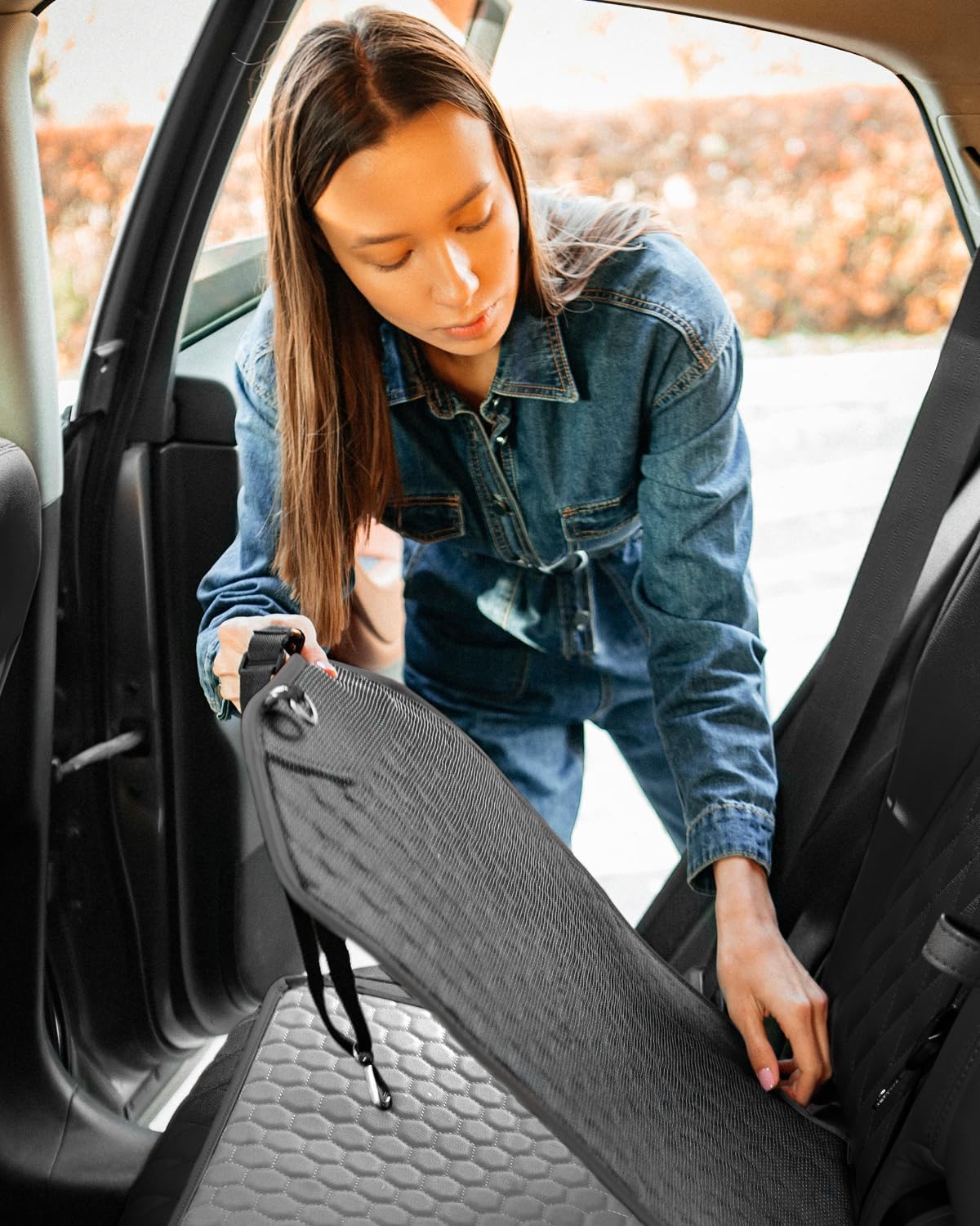 Owleys Set Seat Back Organizer & Car Seat Protector Hexy Waterproof & Non-Slip Protector for Child Car Cushion for Leather and Fabric Seats (Gray 2 pcs)