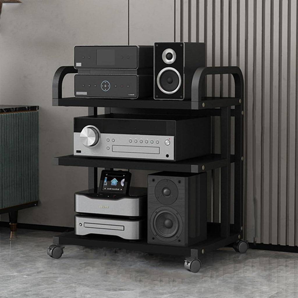 3/4/5-tier av media stand,stereo cabinet,audio rack,audio-video shelving,stereo stand,audio stand,av cabinet,stereo stands for living room,audio rack cabinet,stereo rack,audio cabinet,media rack(Black