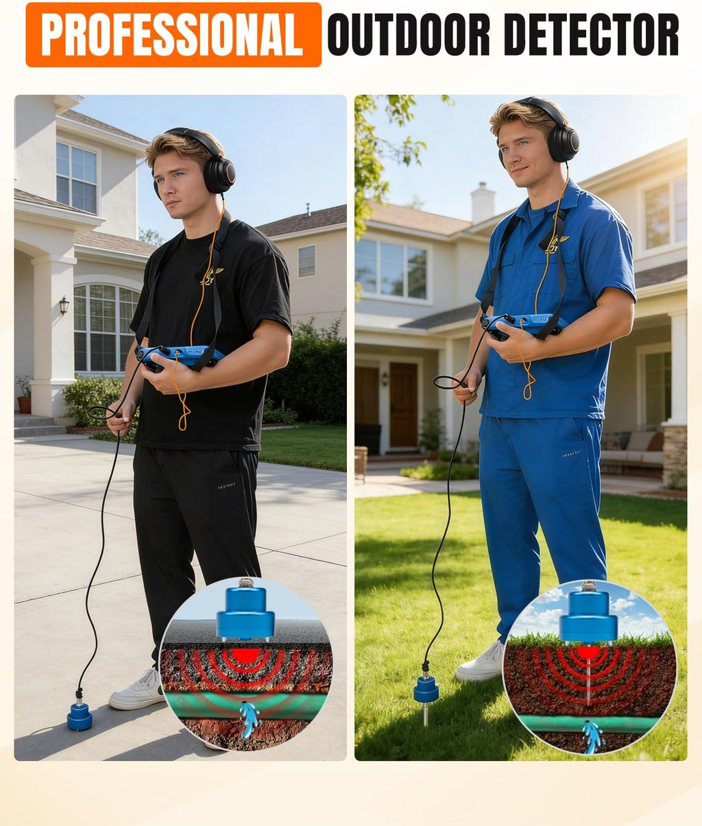 Underground Water Leak Detector Tracer Gas Detector Water Pipe Leakage Detection with Touchscreen Headphone Carrying Case 8m Depth - L9000