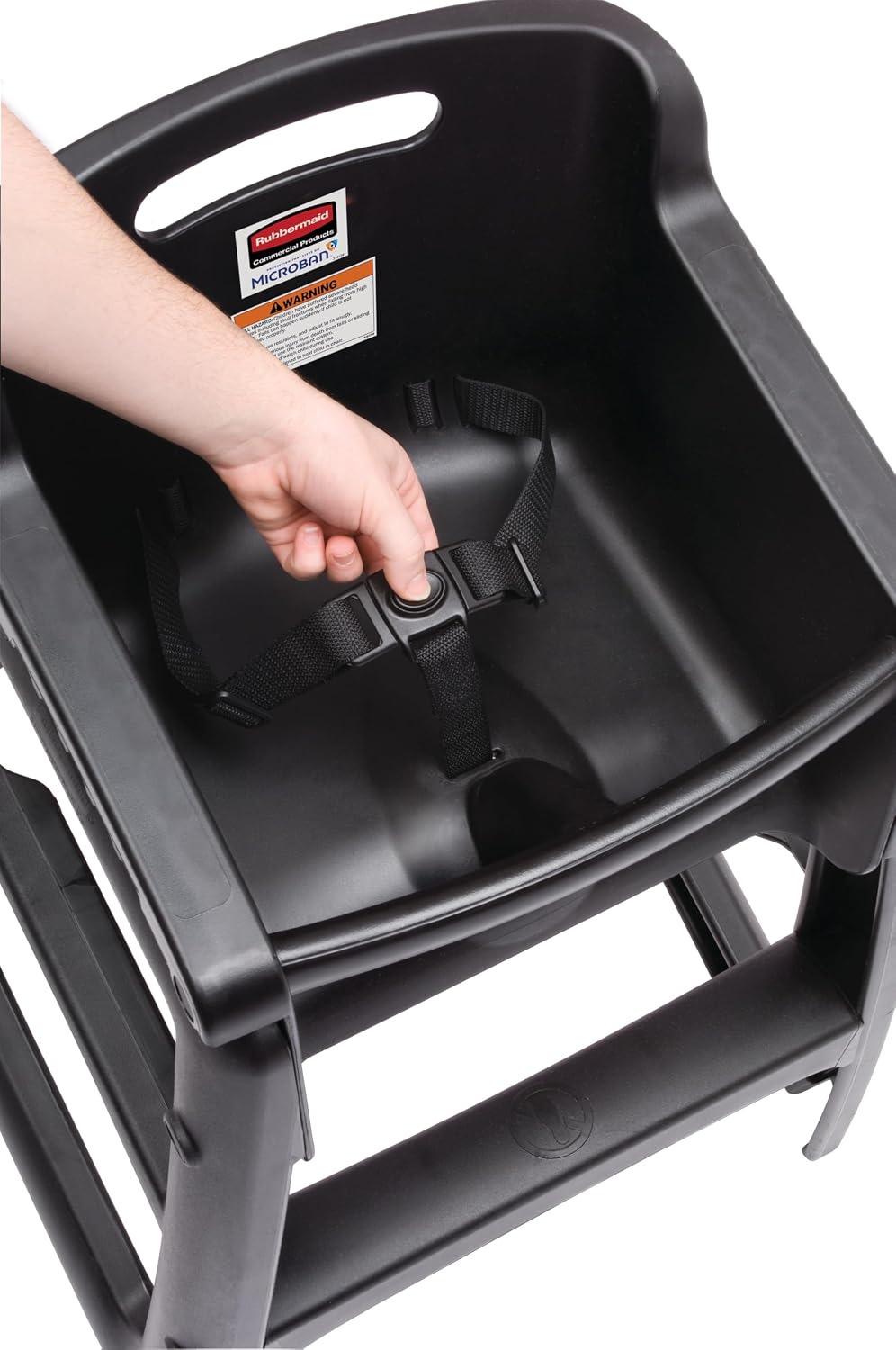 Rubbermaid Commercial Products Sturdy High-Chair, 33lb Capacity, Black, Pre-Assmbled with Wheels, Stackable, Fits Under Table for Child/Baby/Toddler Seating