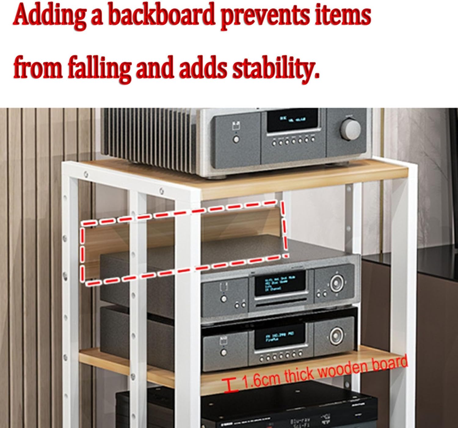 3/4/5-Tier Furniture Media Stand DVD CD Player Stand Audio Rack Power Amplifier Equipment Cabinet with Height Adjustable Wooden Shelf Floorstanding Storage Shelves ( Color : White , Size : 4 Tier )