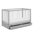 Graco Teddi 5-in-1 Convertible Crib with Drawer – GREENGUARD Gold Certified, Full-Size Nursery Storage Drawer, Baby Crib Converts to Toddler Bed, Daybed and Full-Size Bed (Pebble Gray and White)