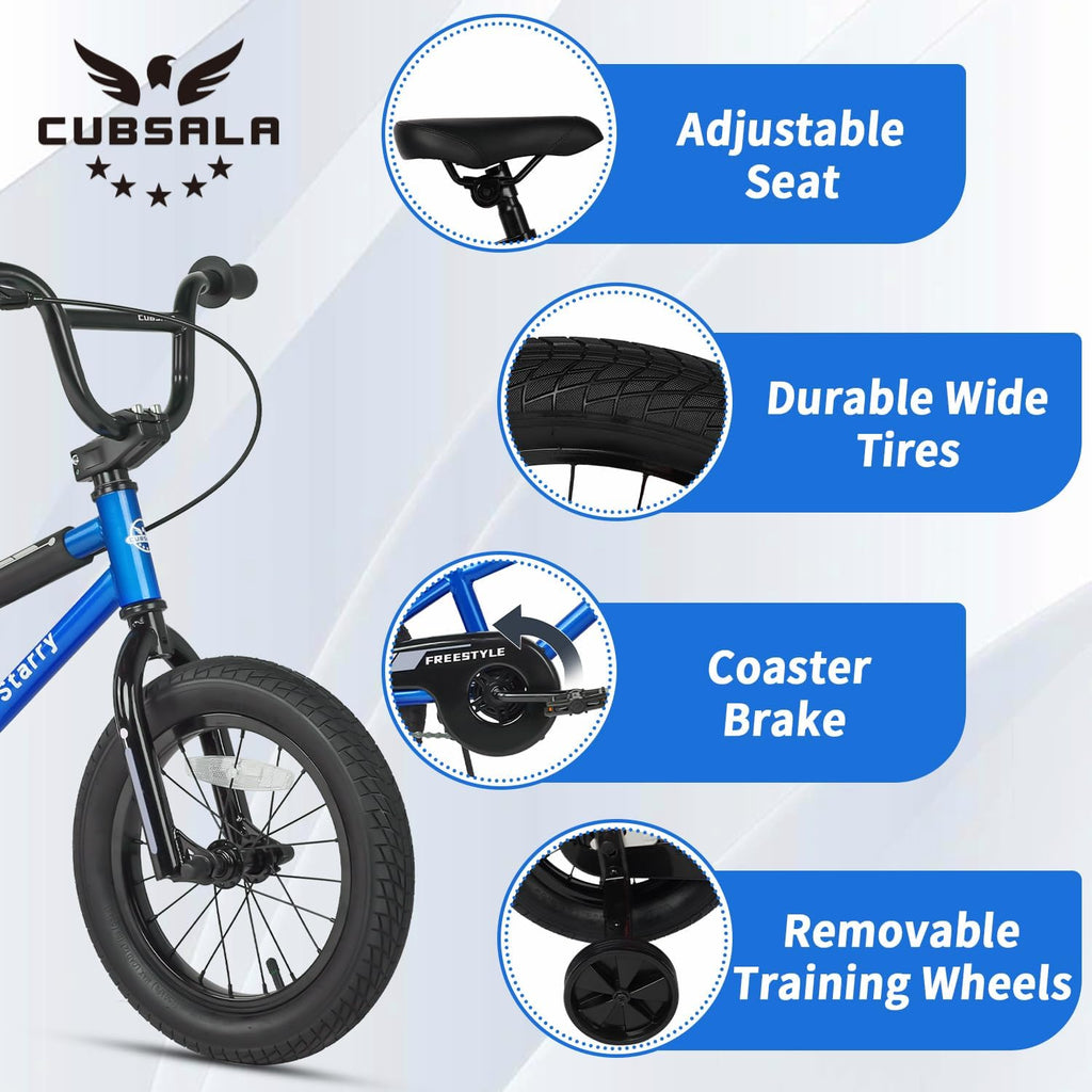 cubsala 12 14 16 18 Inch Kids Bike BMX Style Bicycle with Training Wheels Coaster Brake for 2-10 Years Old Toddlers Boys Girls Multiple Colors