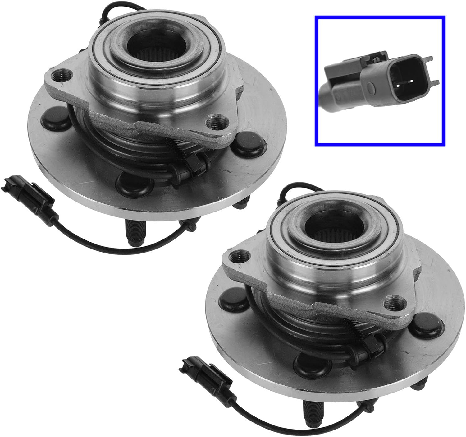 TRQ 2 Piece Front Wheel Bearing & Hub Assembly Set Compatible with 2009-2010 Dodge Ram 1500 2011 Ram 1500