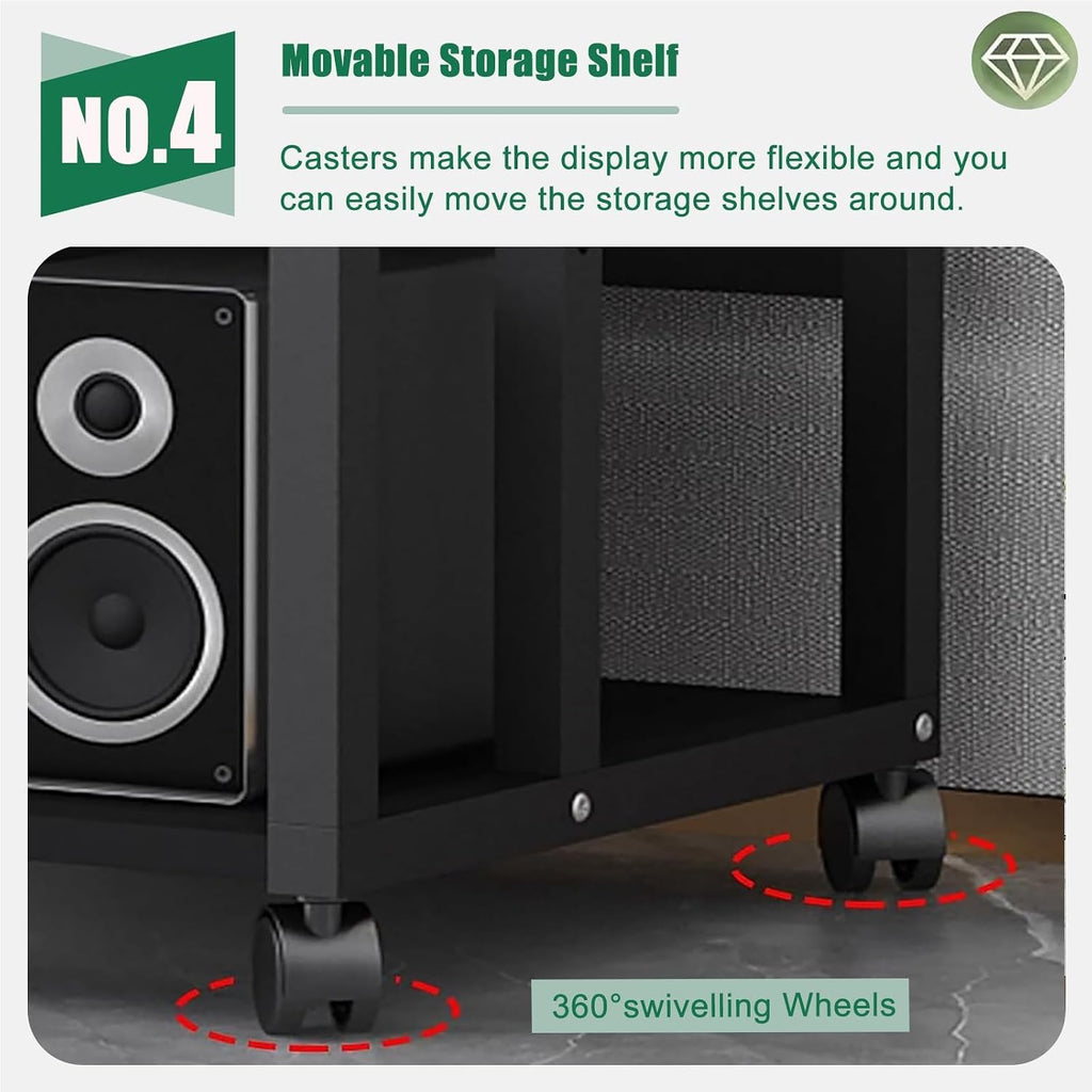 2 3 4 5 Tier Audio Equipment Rack Cabinet for Headphones Monitors Recording Video Game/DVD Shelf Stand Storage Shelf - Record Player Console Cabinet Vintage(4 Tier-H100cm)