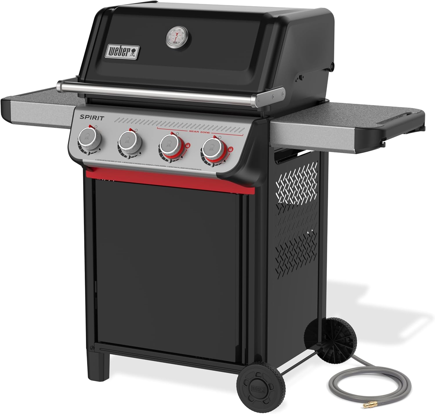 Weber Spirit E-425 Natural Gas Grill for Outdoor Cooking and BBQ, 4 Burner, Black – Porcelain-Enameled Cast-Iron Grates 2 Boost Burners & Sear Zone