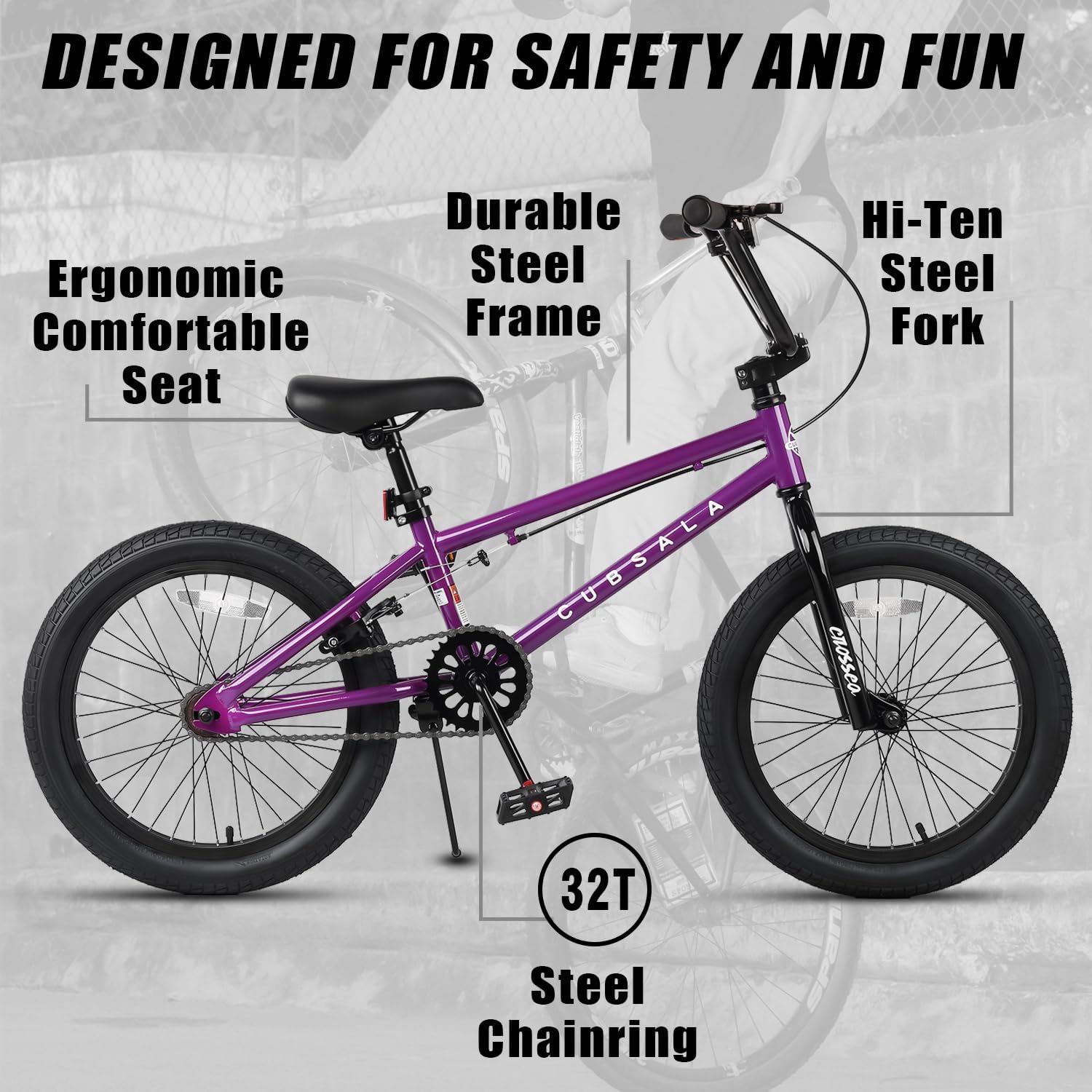 cubsala Freestyle BMX Bike, 18 20 Inch Kids Bicycle for 5-13 Years Old Kids and Beginner Level Rider, Multiple Colors