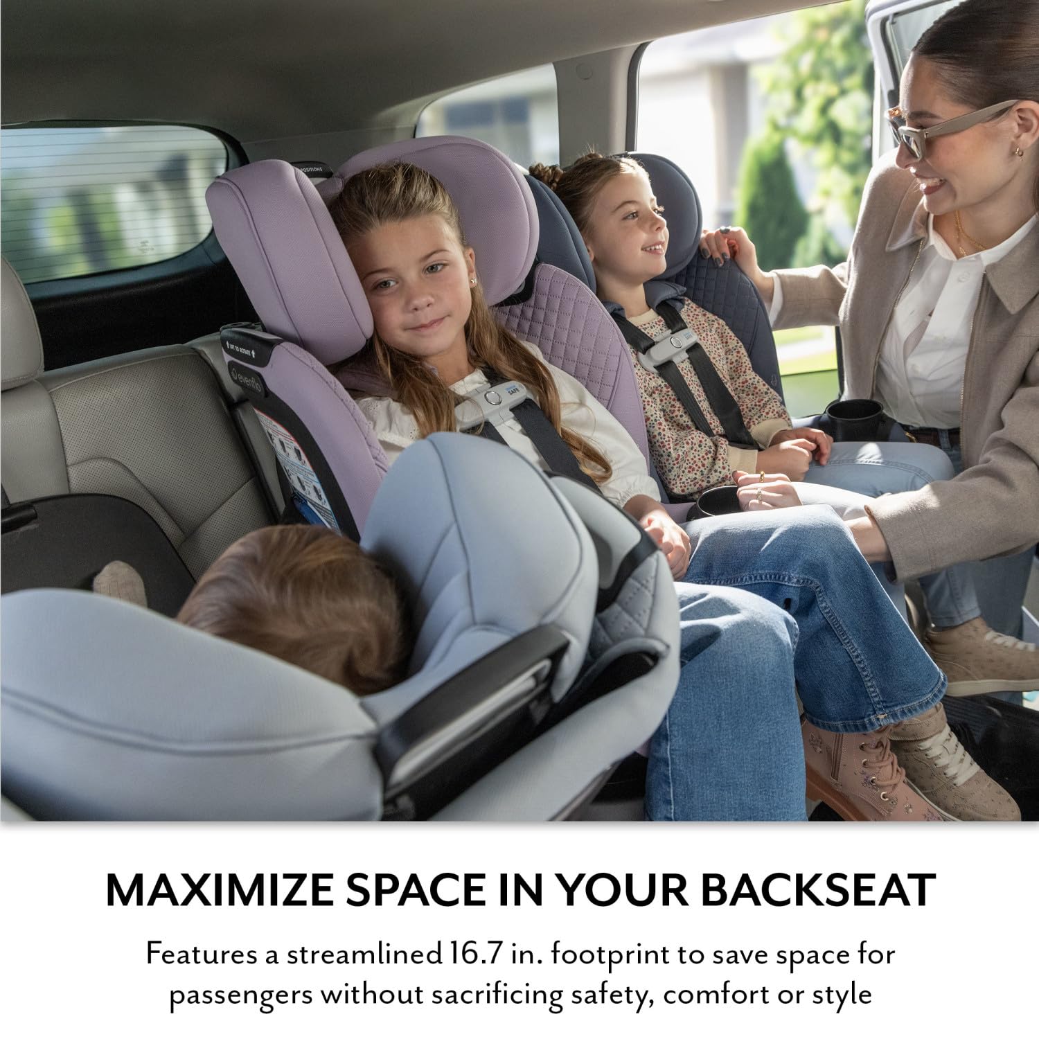 Evenflo Revolve360 Slim 2-in-1 Rotating Car Seat with Green & Gentle Fabric (Agate)