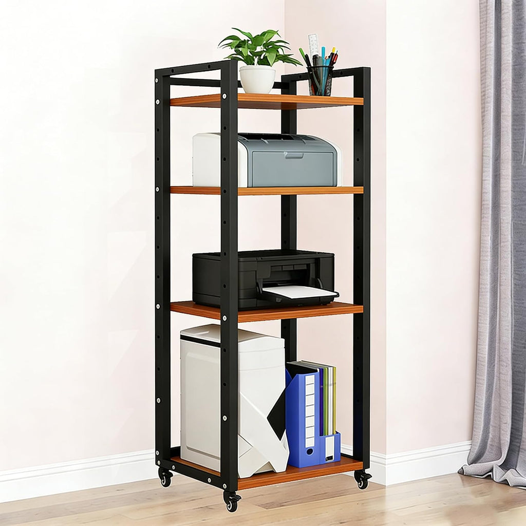 Stereo Stands and Racks with Wheels - Modern Stereo Cabinet with Adjustable Shelves for Audio-Video Shelving Unit Storage Equipment - Media Stand Shelf for Living Roo B 4-Tier(A): L19.7×W15.7×H55.1in