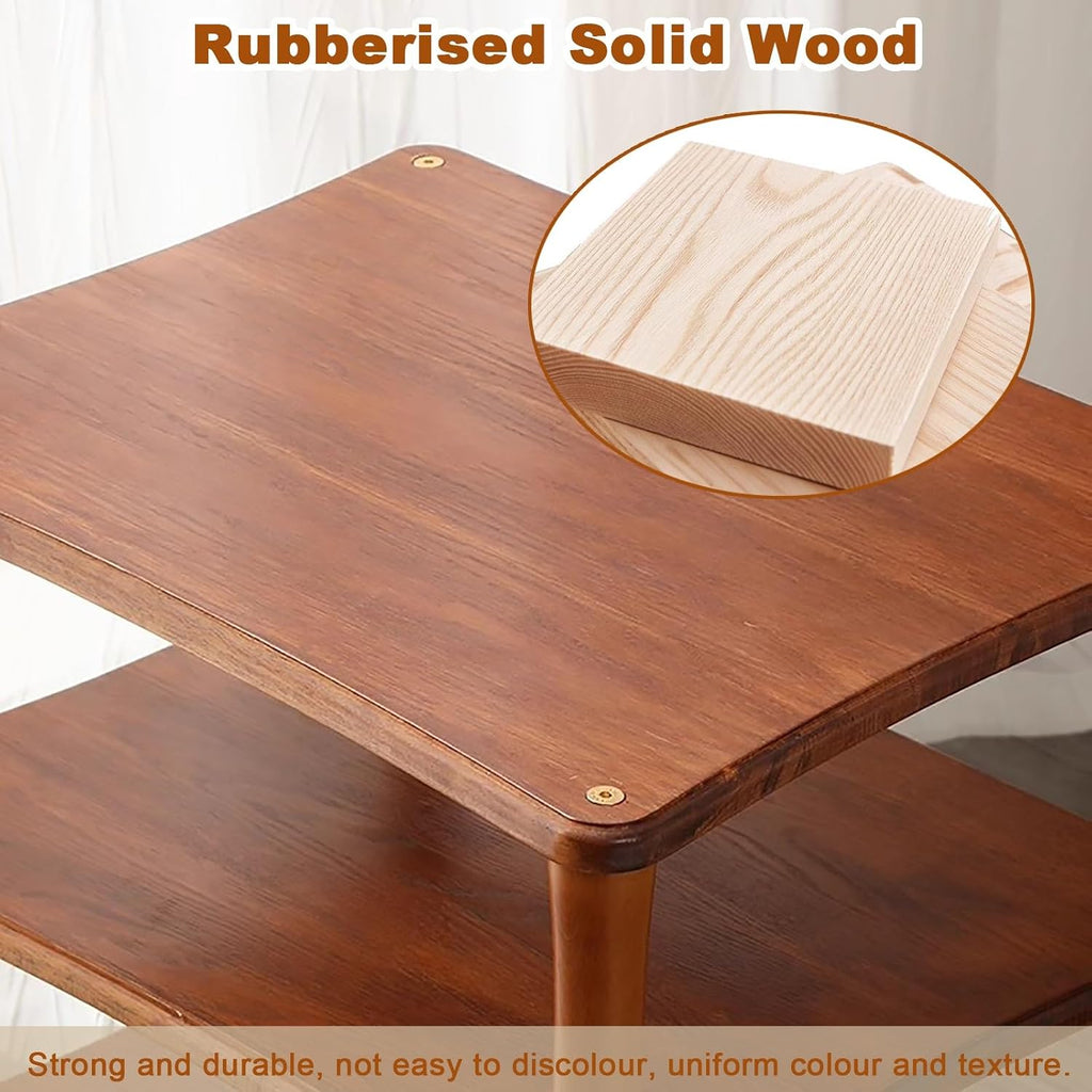 Audio Rack/Record Player Stand with Shock Absorbing Feet, Wooden Stereo Cabinet Media Stand Corner Shelf, TV Box/WiFi Router/Audio Equipment Organizer