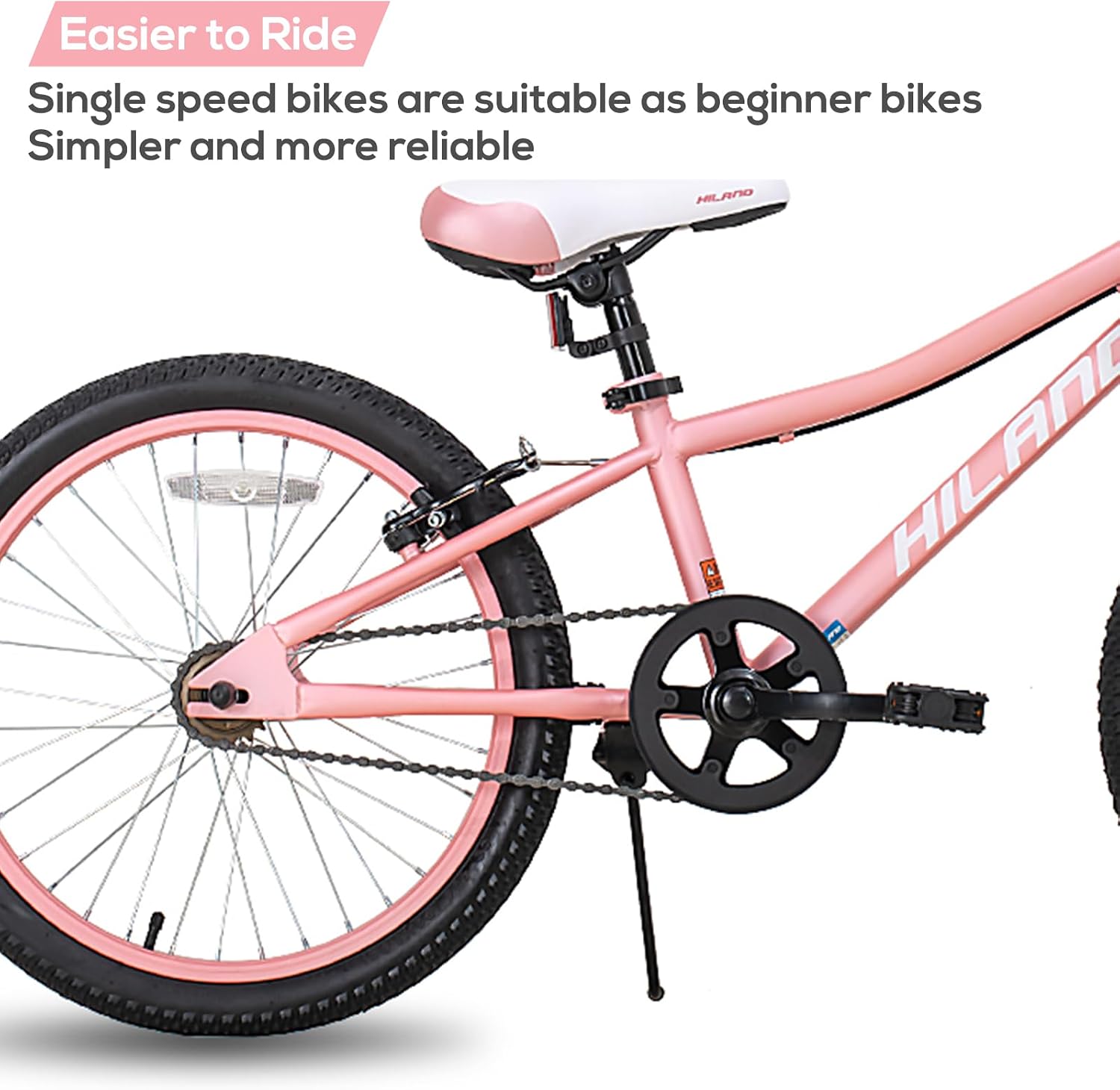 HILAND 20 Inch Kids' Bicycles Mountain Bike for Boys, Girls 5+ Years Old, Single Speed Kids Bicycles with Dual Handbrakes, Child Bike | Kids Bicycles, Dual Handbrakes, Kickstand