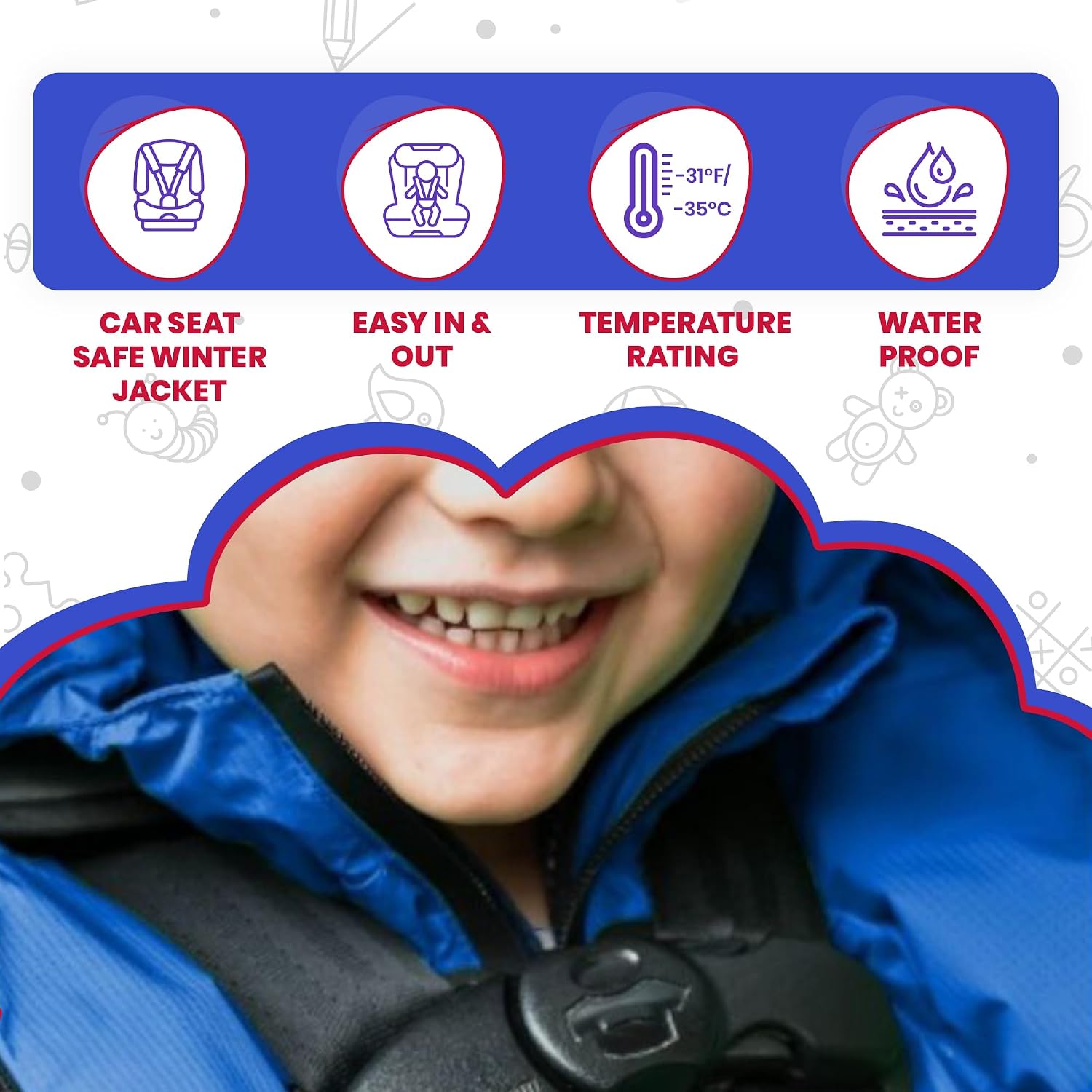 ONE KID Car Seat Coat | The Road Coat Arctic, Years 2-10