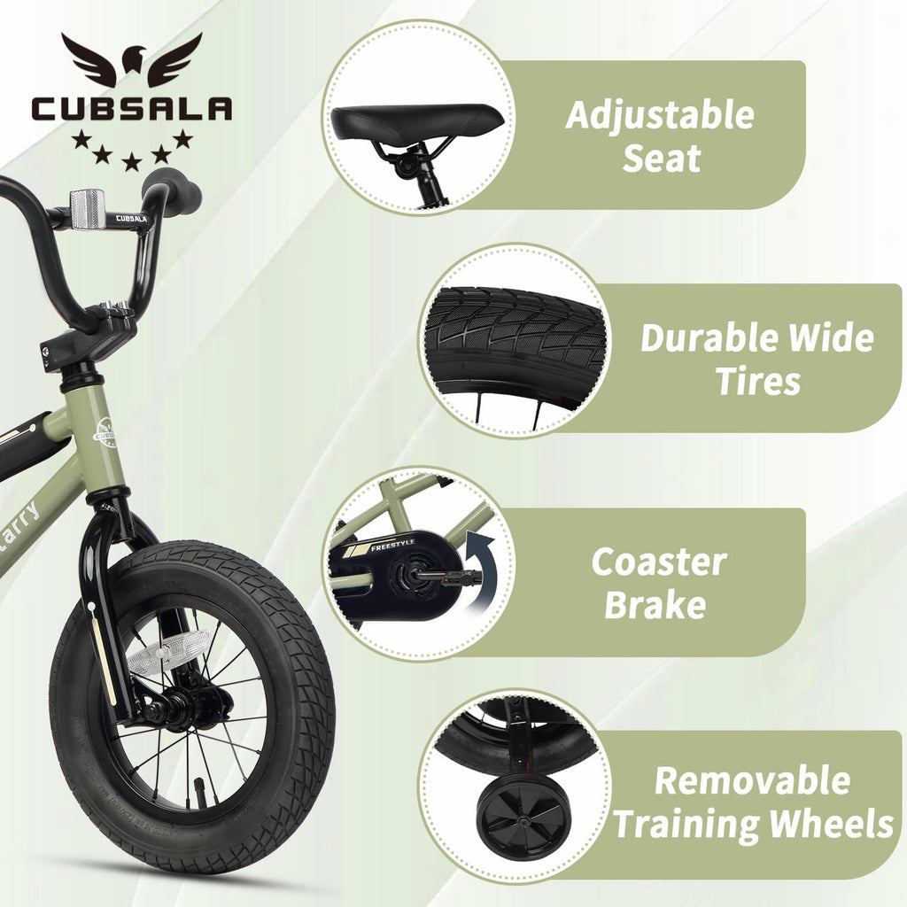 cubsala 12 14 16 18 Inch Kids Bike BMX Style Bicycle with Training Wheels Coaster Brake for 2-10 Years Old Toddlers Boys Girls Multiple Colors