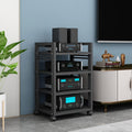 Open 4-Tier Media Stand Audio Video Component Cabinet DVD CD Player Stand Stereo Power Amplifier Equipment Storage Rack with Height Adjustable Wooden Shelf for Home/Office/Theater (Color : C)