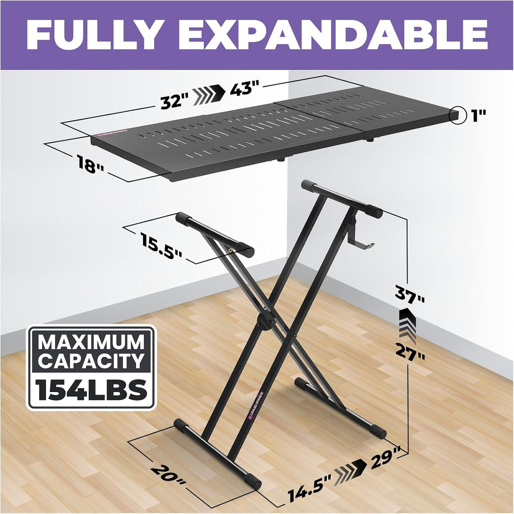 Liquid Stands Expandable DJ Table Stand Portable Audio Mixer Stand - DJ Stand for Laptop & Controller - Midi Keyboard Stand & Synth Stand - DJ Booth Portable X Style Keyboard Stand & Tabletop DJ Desk