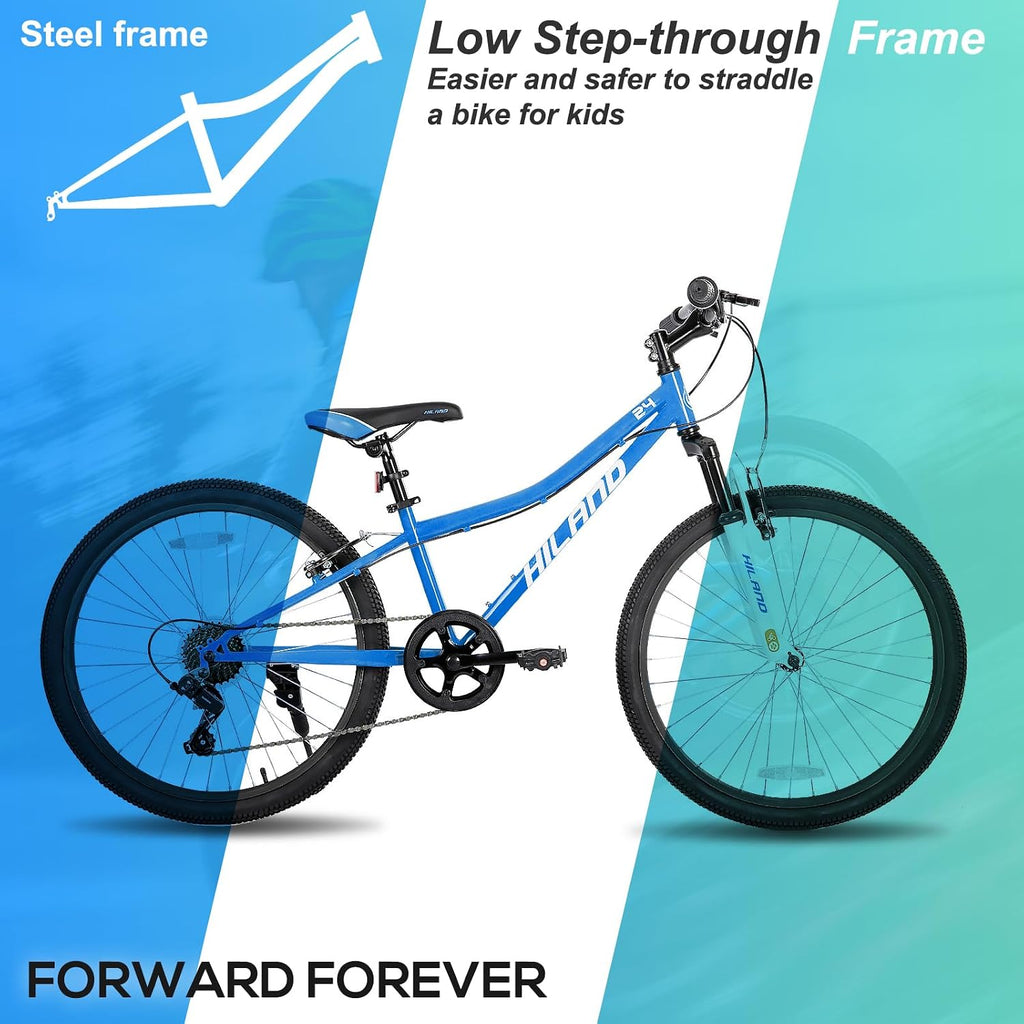 Hiland 20 24 Inch Mountain Bike for Kids Age 5 + Year Old, Front Suspension Fork Kids' Bicycles for Boys Girls Multiple Colors