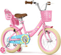 Glaf Toddler Girls Bike for Age 2-9 Years Old 12 14 16 Inch Girls Bike with Training Wheels and Doll Seat Kids Bike Bicycle with Basket