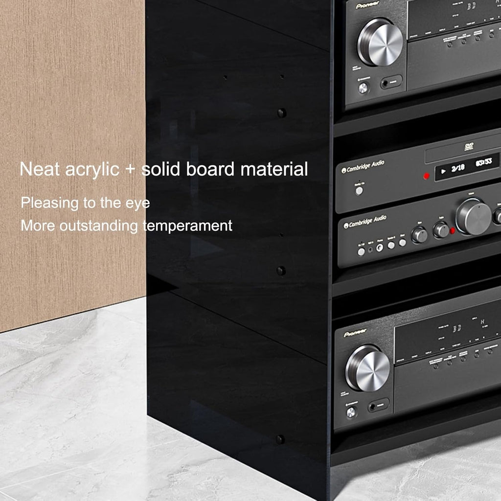 Modern Media Storage Cabinet - Adjustable Shelves Audio-Video Stand for Stereo System, CD Player & DJ Equipment - Stylish Entertainment Center for Home & Office