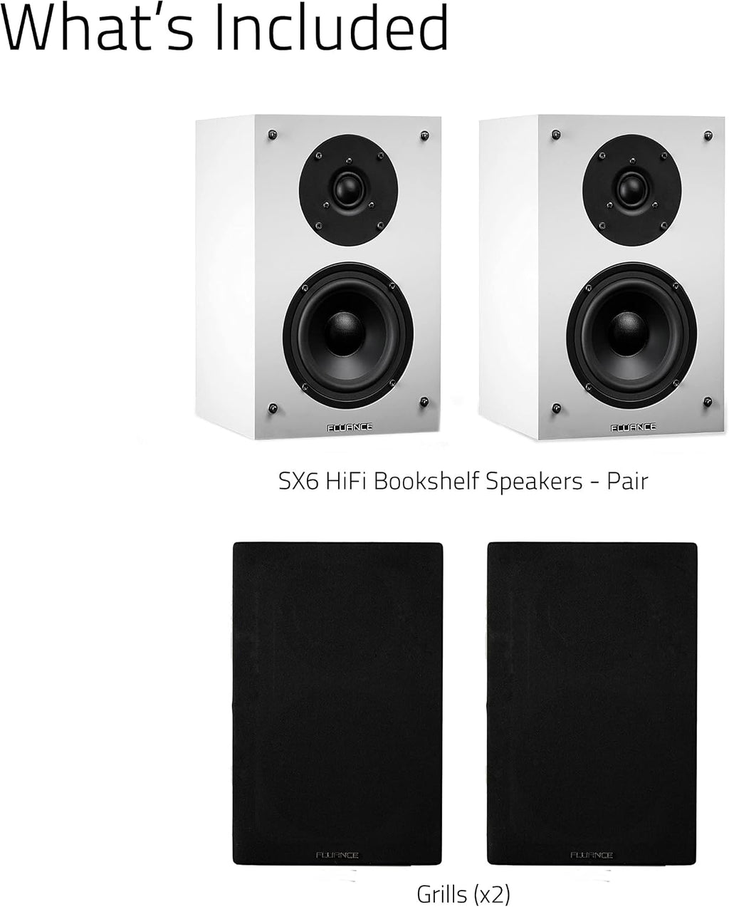 Fluance Elite High Definition 2-Way Bookshelf Surround Sound Speakers for 2-Channel Stereo Listening or Home Theater System - White/Pair (SX6WH)