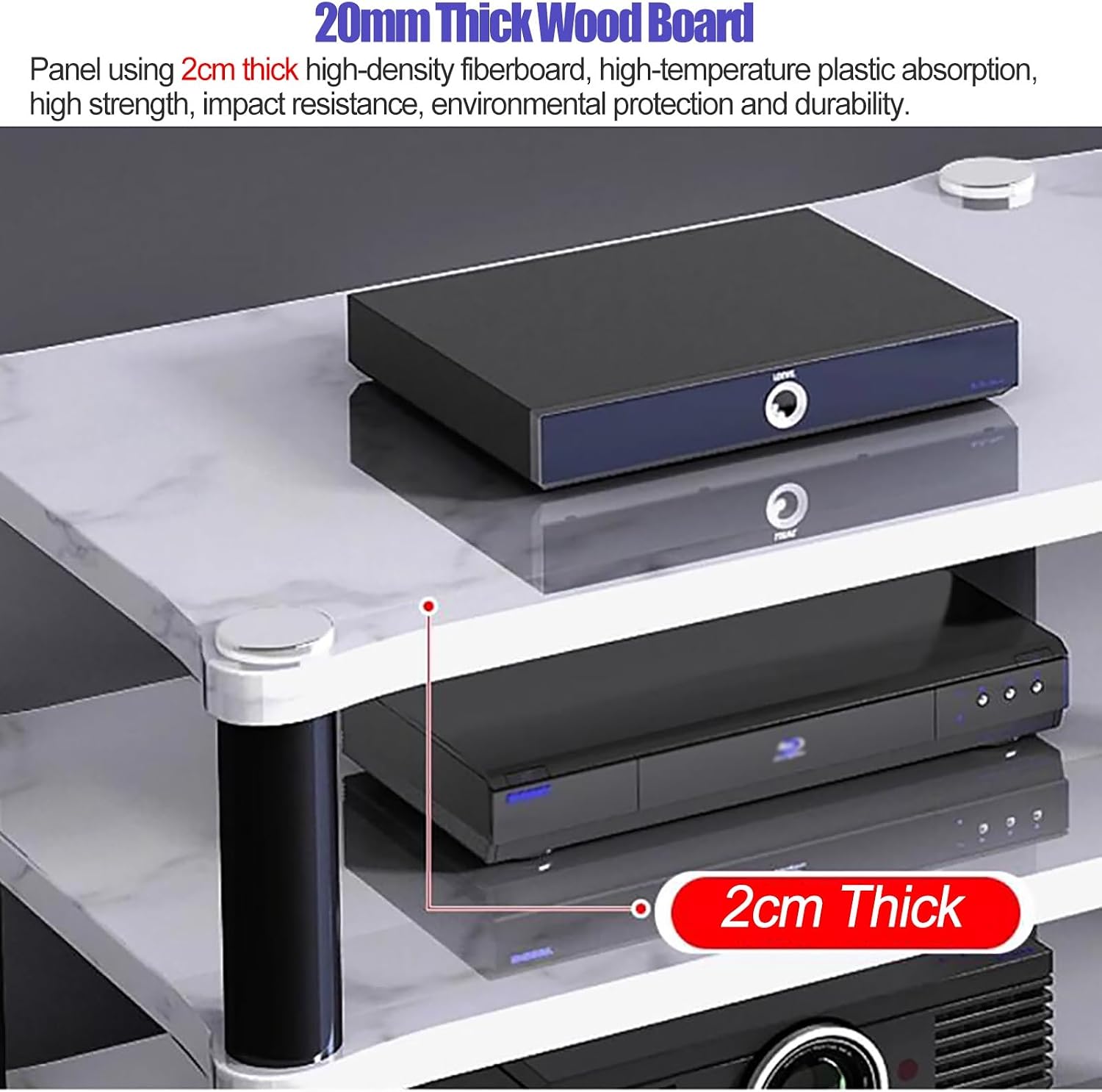 120cm Long Media Stand Audio/Video Component Cabinet, Home Stereo Racks and Stands, Heavy Duty Upright Modern Audio Equipment Rack, Open-Ended Modular Unit, Black-#1-2 Tier