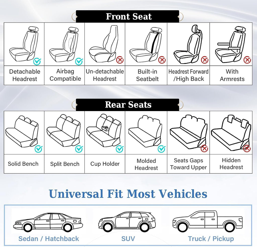 Coverado Car Seat Covers Full Set, Luxury Faux Leather Waterproof Seat Cover, 5 Seat Universal Seat Covers for Cars, Front and Back Car Seat Protector, Beige Leather Seat Cover Fit for Most Cars