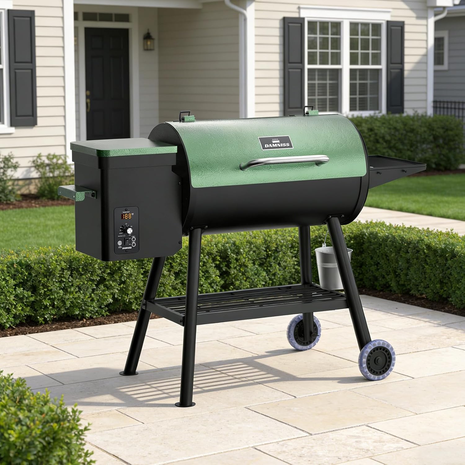 DAMNISS Pellet Smoker Grill Combo, 565 SQ.IN Cooking Area with PID Temperature Control (180-450°F) Electric BBQ Meat Grills & Smokers, Patio Backyard for Roast Outdoor