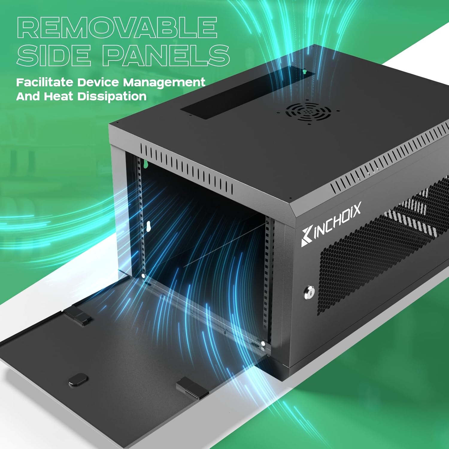 Wall Mount Network Server Cabinet 9U Network Rack Enclosure for Computer Routers Switches Networking Electronic Equipment, Removable Side Panels & Locks, 19.7in Depth