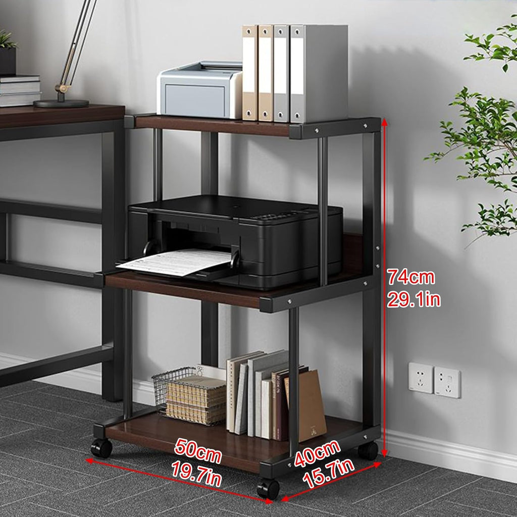 3-Tier AV Media Stand, Audio Cabinet for Record Players & DVD Players, Stereo Stand for Living Room, Gaming Room & Music Studio - Light Brown Entertainment Center